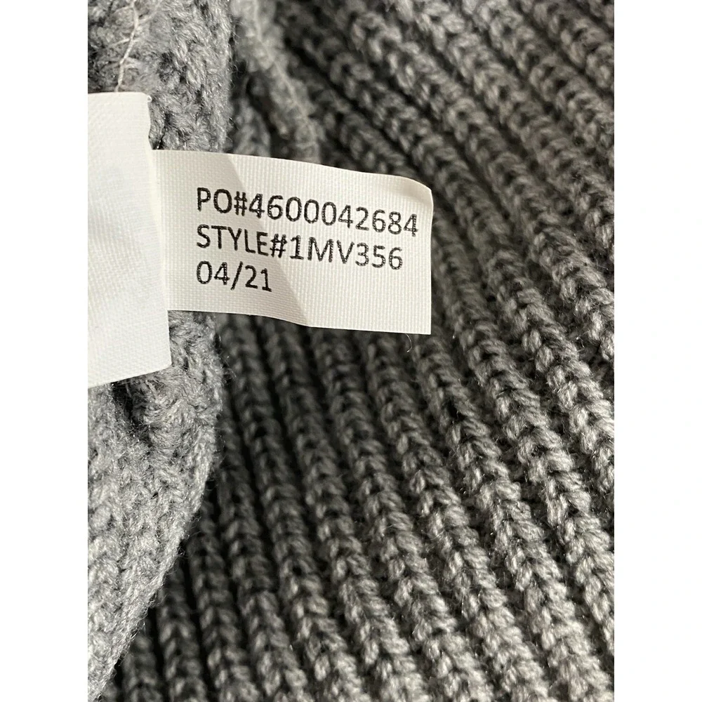 Travis Mathew Beanie Hat Mens OS Heather Grey 1MV356 Ribbed Knit Leather Patch